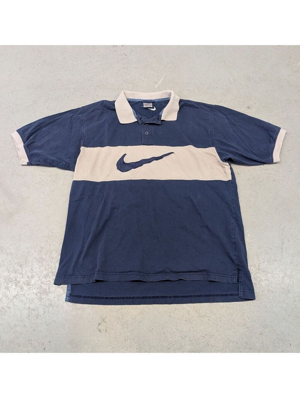 Vintage 90s Nike Big Center Swoosh Navy Blue Polo Shirt